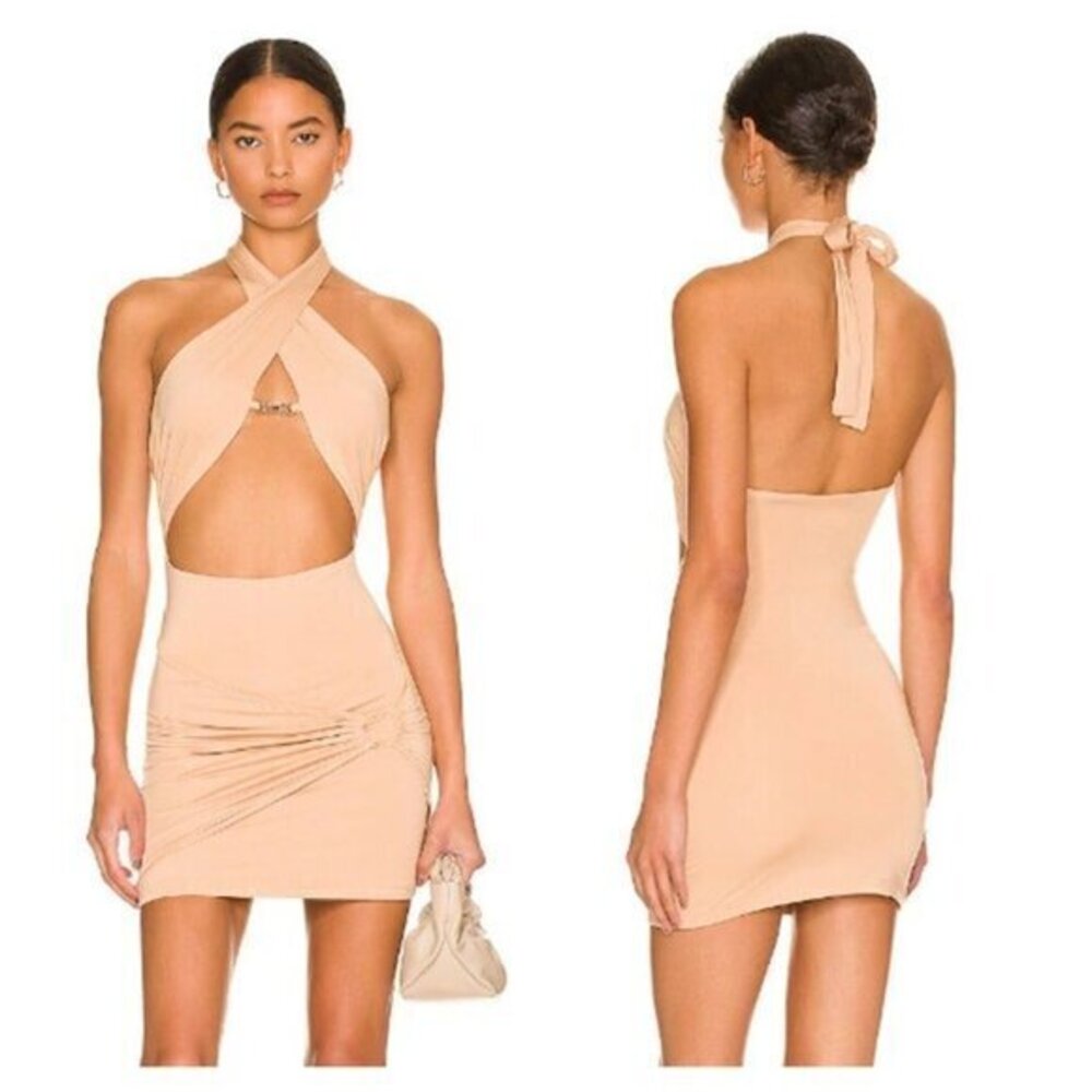 Superdown Michelle Wrap Mini Dress - Nude